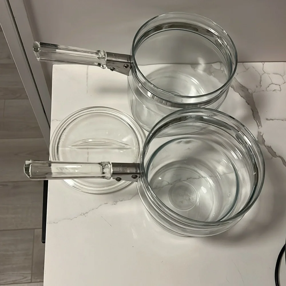Vintage Pyrex Flameware #6283 Double Boiler Pot & Lid Set